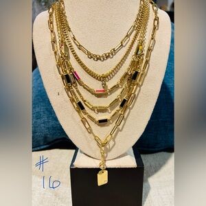 Stunning WHBM Gold and Black Layered Necklace